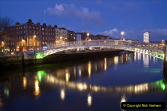 Night shot of River Liffey; Ha'penny bridge; dublin city