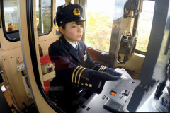FUDAI, JAPAN - OCTOBER 14:     Seika Utsunomiya makes her debut as a train driver for Sanriku Railway Co. on October 14, 2017 in Fudai, Iwate, Japan. Seika Utsunomiya, 23, is the second female driver for Sanriku Railway Co., whose trains run along the coastal area of the prefecture. It is the first time in 11 years that a woman has driven a train for the railway company. Utsunomiya was born and raised in Miyako city's Taro district, which was devastated by the 2011 tsunami. She lost some of her friends from her junior high school days in the tsunami.  (Photo by The Asahi Shimbun via Getty Images)