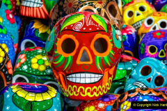These ceramic skulls were on display on a community altar in Oaxaca, Mexico. The display was for Day of the Dead festivities in this Mexican city.