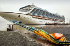 A massive cruise ship in Longyearbyen, Svalbard.