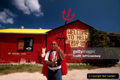 A male born and raised in Hell outside the Devil's Hangout Gift Shop, Hell, Grand Cayman BWI. (Photo by: Jeffrey Greenberg/Universal Images Group via Getty Images)